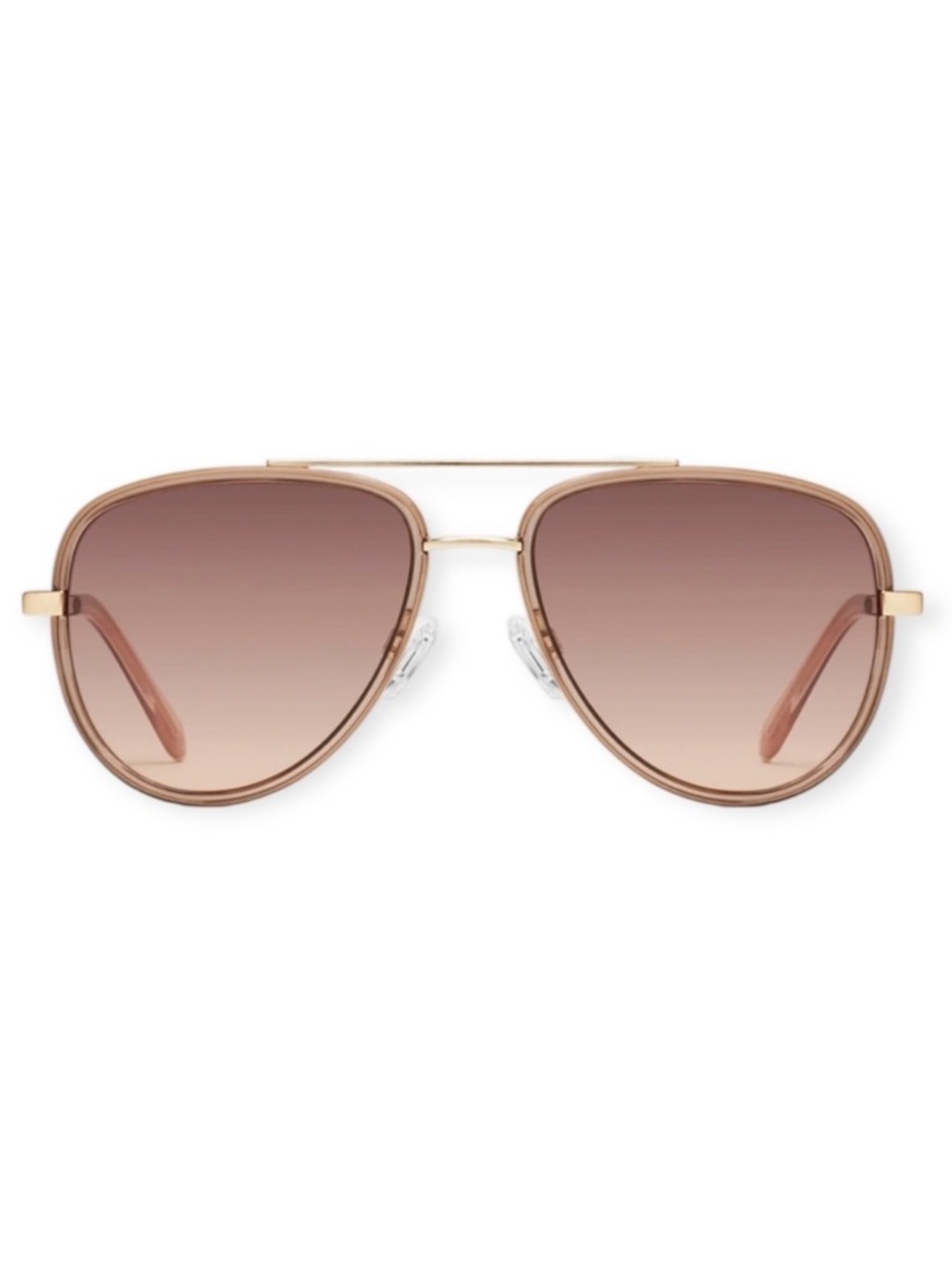 QUAY All In Aviator Sunglasses Doe Frame Brown Fawn Gradient Lens NWT